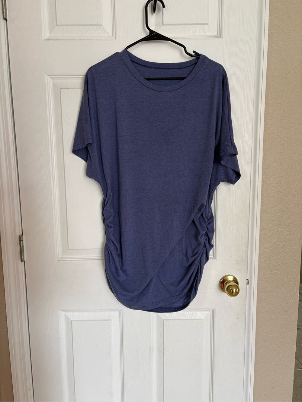 SHEIN Curve 1XL Blue Ruched Side Tunic Tee Plus Size Short Sleeve Casual Top